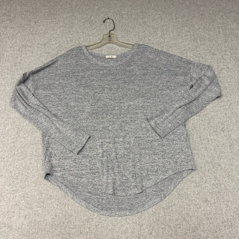 Rag & Bone | Long Sleeve Top | L | Gray | Heathered Knit Curved Hem Oversized